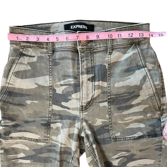 Camo Joggers Express Army High Rise Stretchy Joggers Size 4 Camo Denim - Picture 2 of 10
